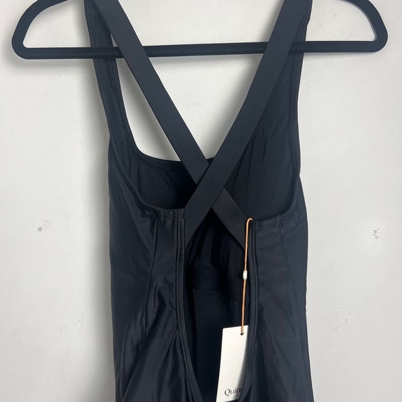 NEW Quince Women's Large Black Italian Cross-Back One-Piece Swimsuit UPF 50 - Picture 9 of 12